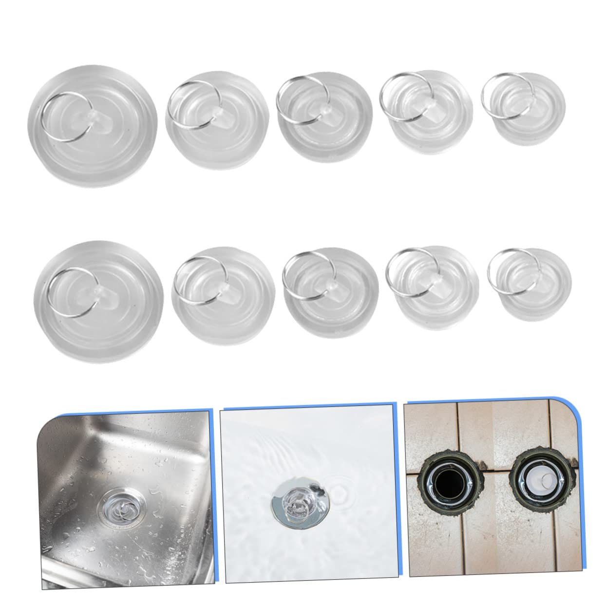 10 Pcs Washbasin Stopper Washbasin Plug Rubber Sink Plug Bathtub Stoppers Sink Stopper with Ring Drain Stopper Basin Plug with Ring Kitchen Sink Stopper Rubber Tub Plug Bath Plugs