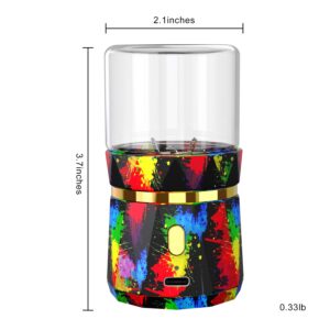 Electric Herb Grinder Portable Mini Spice Crusher Grinders with 2PCS 1.7oz/50ml Glass Jar Herb Chamber USB Rechargeable Automatic Herbal Grinder