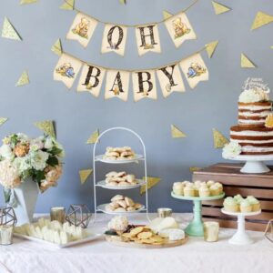 Classic Winnie Oh Baby Banner for Baby Shower Decorations Pooh First Birthday Supplies Bear Banners