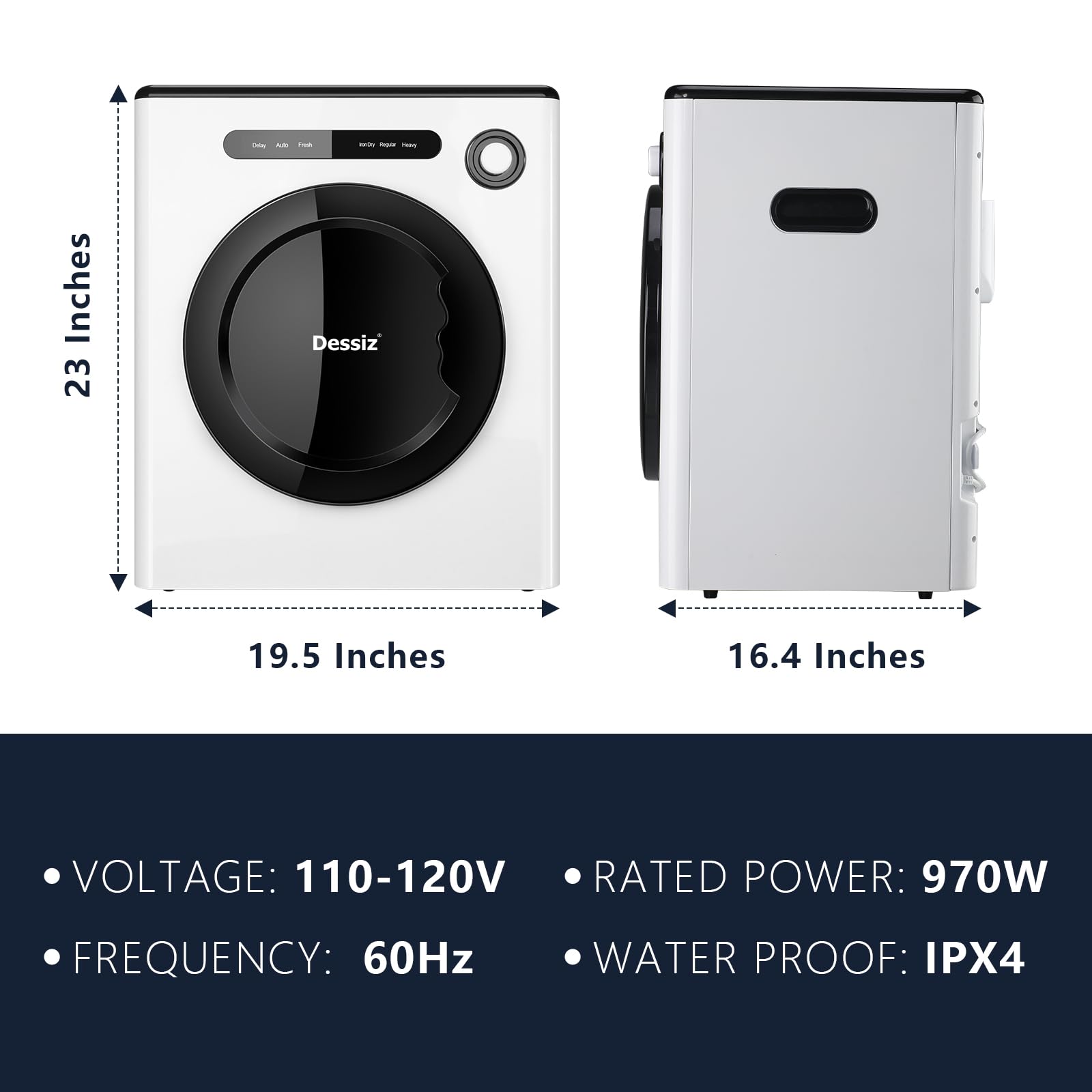 Iorbur DTD10-WHITE 110V 970W Portable Clothes, 11LBS Capacity Compact, Small Spaces RVs and Apartments Quiet, Sturdy and Easy to Use, Supplemental Dryer for Laundry Machines Drying