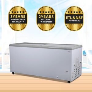 Generic 16 Cu.Ft Commercial Chest Freezer with LED Light,Temp Rang -8°F and 0°F,Glass Top Display Chest Freezer with 6 Removable Wire Baskets,Sliding Lids, Lock,Caster Wheels, FDF16CF-ST