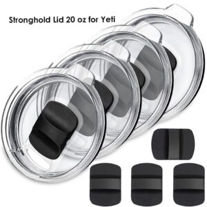 4 Pack 20 oz Replacement Lid for Yeti Lids with 4 Magnetic Slider Replacement, Magnetic Replacement Lids Compatible with Yeti 20 oz Tumbler Lid, Rambler or Old Style Rtic Coffee Tumbler