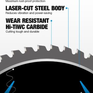 CRALY 10 Inch 50 Teeth Steel and Ferrous Metal Cutting Circular Saw Blade, 5/8 Inch Arbor, Thin Kerf, Professional Carbide Tipped Blade for Angle Iron, Threaded Rod, EMT Conduit(C1050MC)