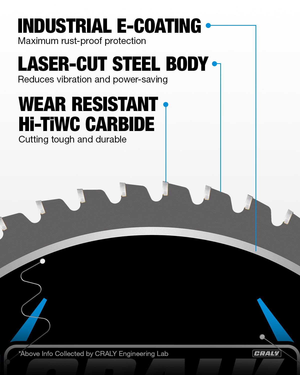 CRALY 10 Inch 50 Teeth Steel and Ferrous Metal Cutting Circular Saw Blade, 5/8 Inch Arbor, Thin Kerf, Professional Carbide Tipped Blade for Angle Iron, Threaded Rod, EMT Conduit(C1050MC)