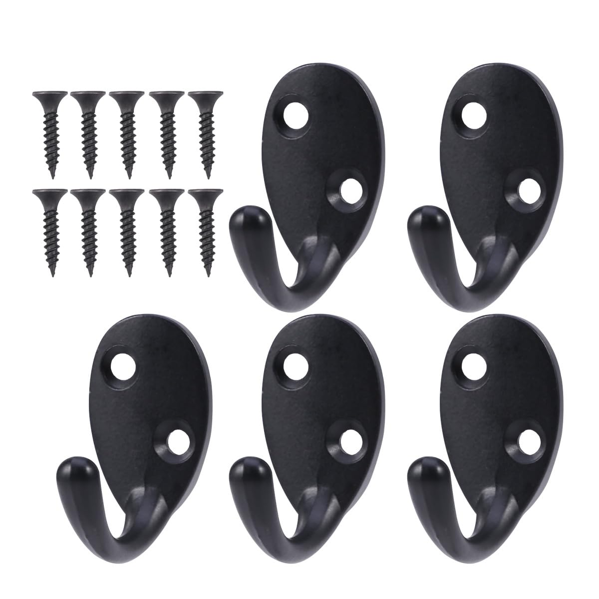 PRETYZOOM 5pcs Metal Wall Hooks for Hanging, Heavy Duty Iron Hanging Hooks for Coat, Cap, Wall Mount Coat Hanger with Screws, Retro Style