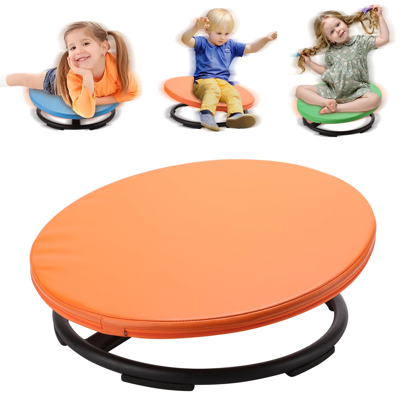 KCYXSMAX Kids Swivel Chair for Autistic Kids, Spinning Sensory Chair for 3-12 Kids Balance Toys, Training Body Coordination, Metal Base, Leather Seats, Indoor Outdoor Play Equipment