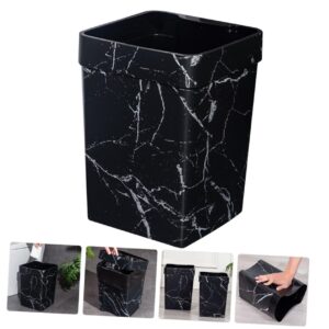 JOINPAYA Marble Trash Can Bathroom Trash Can Garbage Can Farmhouse Trash Square Waste Bin Trash Basket Black Bins Counter Trash Can Trash Bin Plastic Container Office Outdoor