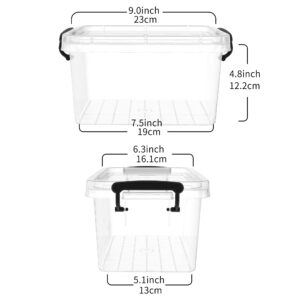 Cetomo Plastic Storage Bin Tote Organizing Container with Lid and Secure Latching Buckles, Clear, 3.2Qt x 12, Pack of 12