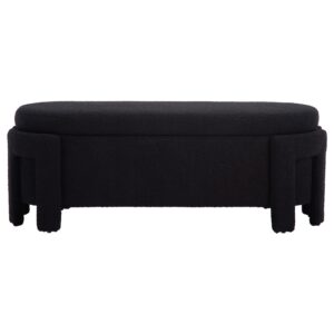 DM Furniture Black Storage Bench for Bedroom 47.25 in Modern Boucle Upholstered Ottoman with Storage Space for End of Bed/Living Room/Closet/Lounge/Window Corner, Black