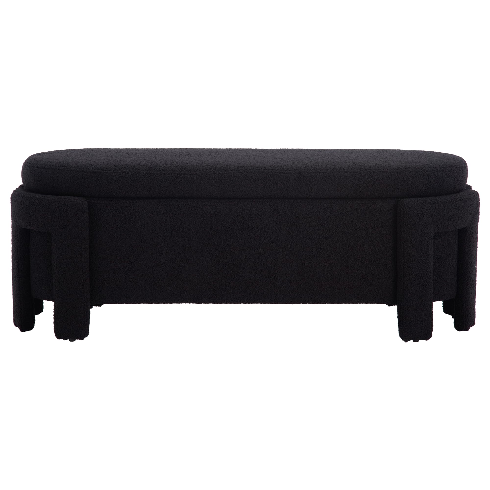 DM Furniture Black Storage Bench for Bedroom 47.25 in Modern Boucle Upholstered Ottoman with Storage Space for End of Bed/Living Room/Closet/Lounge/Window Corner, Black