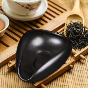 Coffee Bean Weighing Bowl Ceramic Single Dosing Tray Barista Tools Modern Coffee Bean Dosing Cup for Household Office, Black