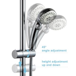 OFFO Shower Head Holder, Adjustable 0.75-1.00 in(19-25mm) Diameter Hand Shower Holder Bracket for Slide Bar,Detachable Slider Clamp Bathroom Replacement, 360 Degree Rotation Sprayer Holder, Chrome