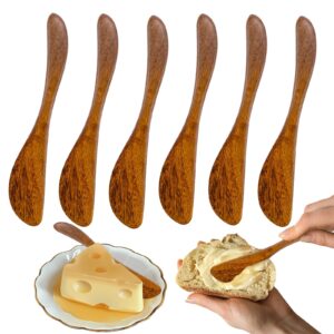 thinslimer 6 pack wooden cheese butter knife spreaders with wooden handles for spreading sandwiches cake edge spatula cooking baking mixing tool for toast bread butter sauce jam