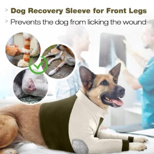 LeLePet Dog Recovery Suit for Front Legs,Dog Leg Sleeve to Stop Licking,Dog Elbow Protector for Leg Injuries,Dog Recovery Sleeve for Wounds,Dog Sleeve to Prevent Licking,Dog Cone Collar Alternative