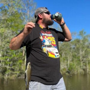 Chill-N-Reel Fishing Can Cooler (from Shark Tank) | Hard Shell Drink Holder with Hand Line Reel Attached | Fits Any Standard Insulator Sleeve or Coozie | Unique Fun Fishing Gift (Camo & Spill Guard)