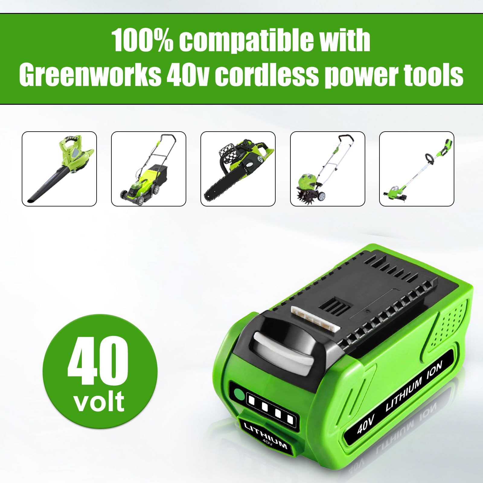 OHYES BAT 2Packs 40V 6000mAh Lithium-ion Replacement Battery Compatible with Greenworks 40V Battery G-MAX Power Tools 29252 20202 22262 25312 25322 20642 22272 27062 29462 29472 Tools(NOT for Gen 1)