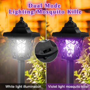 Qualirey 4 Pcs Solar Bug Zapper Outdoor Mosquito Repellent Mosquito Killer Lamp 2 in 1 LED Waterproof Mosquito Zapper for Home Backyard Patio Garden Lawn Pathway Camping