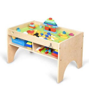 Bolocon Kids 3-in-1 Wooden Art & Activity Table Playset Furniture with 4 Compartments for Storage, Play Table Compatible with Blocks&Bricks and Train Set for Preschool Toddler Boy & Girl (STD.)