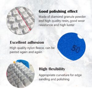 Dosao 4 Inch M14 Wet Dry Diamond Polishing Pads Stone Quartz Countertop Marble Granite Polish Kit 50-6000 Grit for Grinder Polisher 12 Pcs