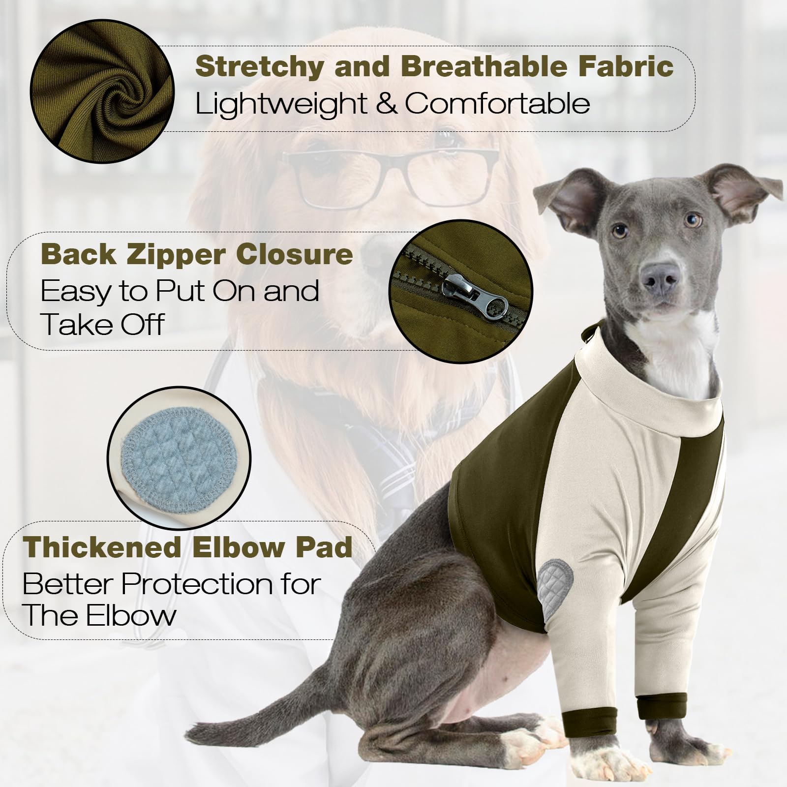 LeLePet Dog Recovery Suit for Front Legs,Dog Leg Sleeve to Stop Licking,Dog Elbow Protector for Leg Injuries,Dog Recovery Sleeve for Wounds,Dog Sleeve to Prevent Licking,Dog Cone Collar Alternative