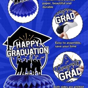 VICHTOP 2024 Graduation Party Decorations - Class of 2024 Blue Theme Decorations with Congrats Grad Table Centerpiece - Stunning Blue Graduation Decor for a Memorable Celebration