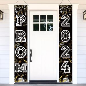 howaf prom 2024 porch sign for graduation prom night party decoration, prom 2024 porch banner for congrats grad party front door decor, prom 2024 welcome sign for class of 2024 prom night photo supplies