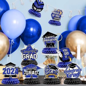 VICHTOP 2024 Graduation Party Decorations - Class of 2024 Blue Theme Decorations with Congrats Grad Table Centerpiece - Stunning Blue Graduation Decor for a Memorable Celebration