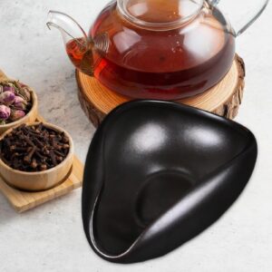 Coffee Bean Weighing Bowl Ceramic Single Dosing Tray Barista Tools Modern Coffee Bean Dosing Cup for Household Office, Black