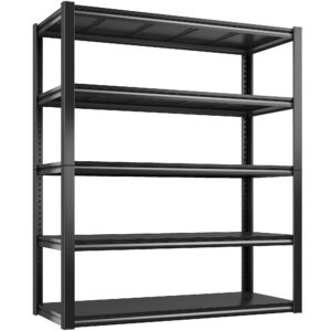 reibii 48''w garage shelving 2500lbs storage shelves heavy duty garage shelves 5 tier adjustable metal shelves for garage storage rack heavy duty shelving industrial utility shelf,48''w x 72''h x18''d