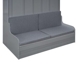 Merax Queen Size Murphy Bed, Wooden Queen Murphy Bed Wall Bed with Cushion, for Home Office or Small Room, Gray