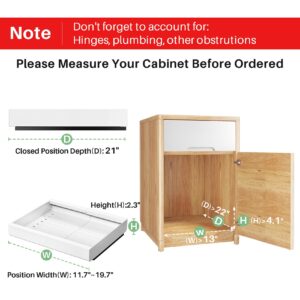 Expandable Pull out Cabinet Organizer -21" Deep Adhesive Slide out Shelf, 1PC Adjustable Sliding Peel and Stick Pull Out Drawers No Drill Roll Out Shelf for Home Bathroom Pantry Base Organization