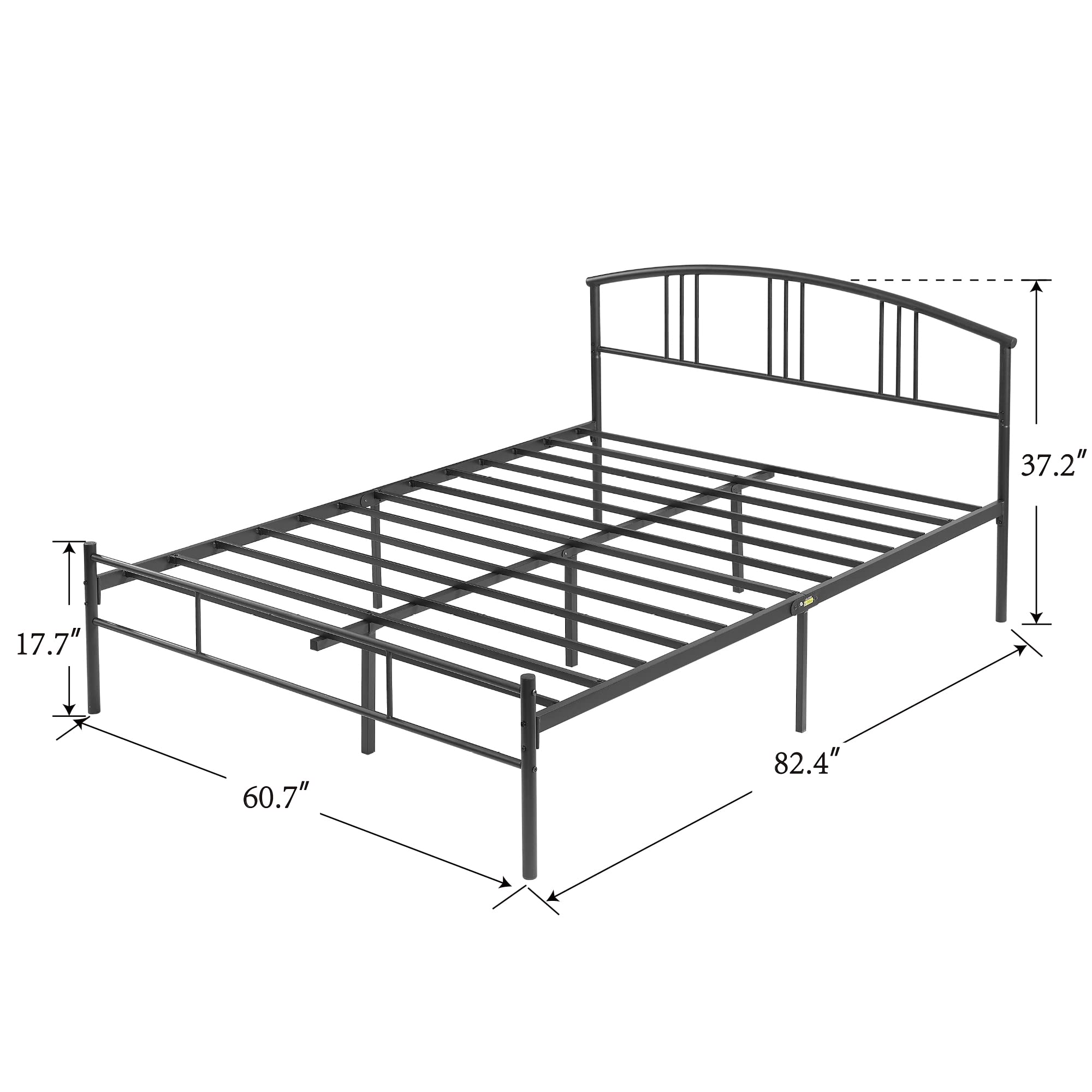 VECELO Queen Bed Frame with Headboard and Footboard, 14 Inch Metal Platform Mattress Foundation, Sturdy Premium Steel Slat/No Box Spring Needed