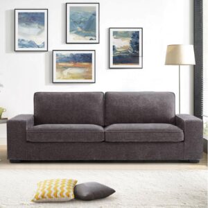 easeland 88" chenille loveseat sofa for living room, modern deep seat sofa couch with removable back and seat cushions, comfy sofa with wood legs and armrest(dark grey)