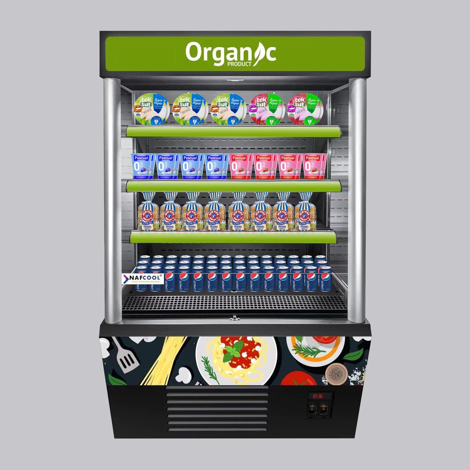 NAFCOOL Open Air Merchandiser Commercial Refrigerator, Grab and Go Showcase Merchandiser Display Cooler