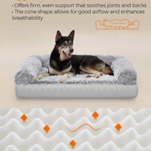 Feandrea Dog Bed, Orthopaedic Dog Sofa Bed for Medium Dogs, Waterproof Ped Bed with Removable Washable Cover, 36 x 27 x 9 Inches, Gray Ombré UPGW232G01