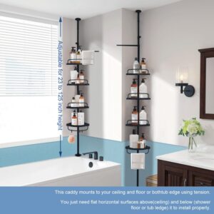 Tacomany Constant Tension Corner Shower Caddy, Commecial Grade SUS304 Pole + FRPP Tray