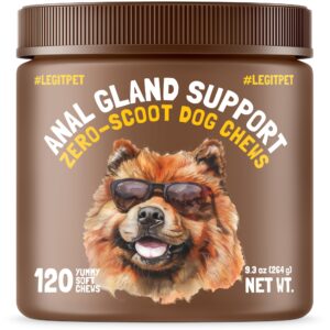 Anal Gland Relief Chews for Dogs - Fiber & Digestive Support Supplement - Soft Chews for Healthy Bowel & Gland Function - Helps Reduce Scooting - Promotes Dog Health & Comfort 120 pcs