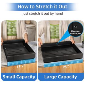 Pull out Cabinet Organizer, Expandable(11.7"-19.7") Heavy Duty Slide out Drawer Fixed with Adhesive Nano Film for Pots, Roll out Shelf Storage for Kitchen Cabinet Organization, Pantry, Bathroom