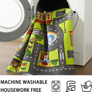 EVSOFMLF Road Play Map City Car Vehicle Traffic Educational Learning & Fun Game Area Non Slip Boy & Girl Kids Rug Carpet for Children Bedroom, Toddler Classroom & Baby Playroom Mat(Traffic 39*60 inch)