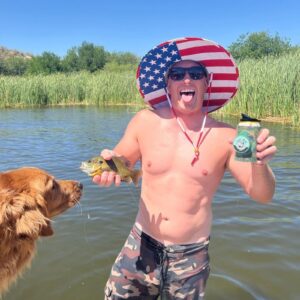 Chill-N-Reel Fishing Can Cooler (from Shark Tank) | Hard Shell Drink Holder with Hand Line Reel Attached | Fits Any Standard Insulator Sleeve or Coozie | Unique Fun Fishing Gift (Camo & Spill Guard)