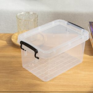 Cetomo Plastic Storage Bin Tote Organizing Container with Lid and Secure Latching Buckles, Clear, 3.2Qt x 12, Pack of 12