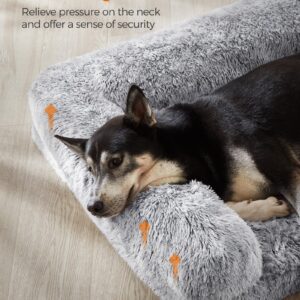 Feandrea Dog Bed, Orthopaedic Dog Sofa Bed for Medium Dogs, Waterproof Ped Bed with Removable Washable Cover, 36 x 27 x 9 Inches, Gray Ombré UPGW232G01