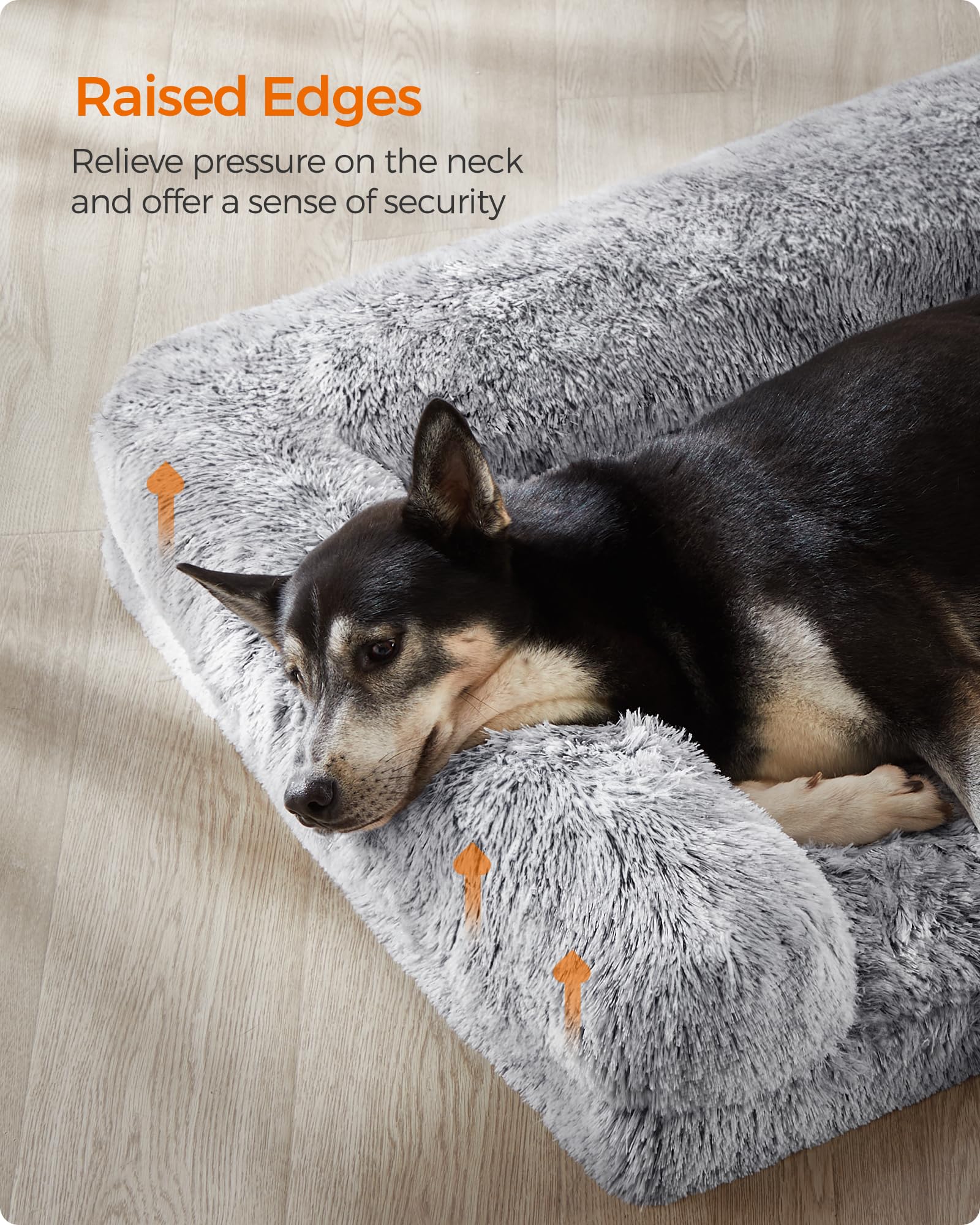 Feandrea Dog Bed, Orthopaedic Dog Sofa Bed for Medium Dogs, Waterproof Ped Bed with Removable Washable Cover, 36 x 27 x 9 Inches, Gray Ombré UPGW232G01