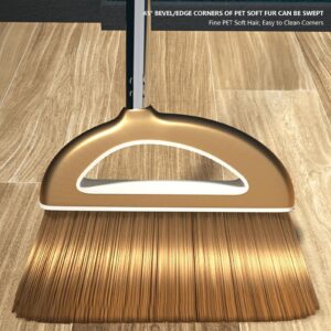 Standing Dustpan And Broom Set, Upgrade Broom And Dustpan Set, Large Size And Stiff Broom Dust Pan With Long Handle, For Home, Indoor, Kitchen Room Lobby Floor Cleaning