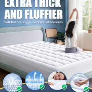 Novted Memory Foam Mattress Pad Queen for Pressure Relief, Strong-Support & Ultra-Cozy Mattress Topper, Breathable Soft Microfiber Protector, Noiseless Bed Cover Vinyl Free, 8-21'' Deep Pocket