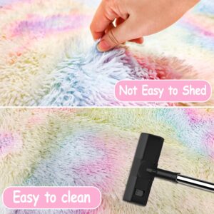 TENNOLA Shaggy Tie Dyed Light Rainbow Rug Small,2x3 ft Area Rugs for Living Room Door Entryway Indoor Inside Front Entrance Dog Mat Anti-Skid Extra Comfy Fluffy Floor Carpet for Home Decorative