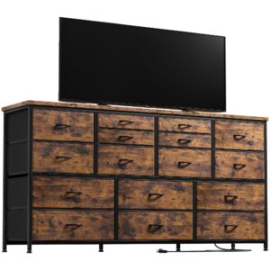 enhomee 60" tv stand dresser tv stand with charging station tv stands for living room long dresser for bedroom tv stand with 16 drawers storage tv stand for bedroom dresser 51.1''w*11.8''d*34.8''h