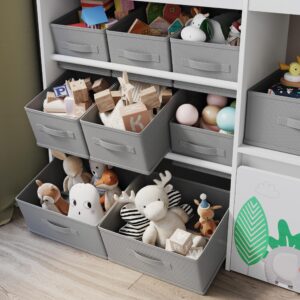 BOTLOG Toy Storage Organizer, Toy Bookshelf with 10 Fabric Bins and Movable Toy Chest, Toy Storage Cabinet for Playroom, Nursery, School