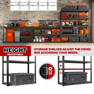 REIBII 48''W Garage Shelving 2500LBS Storage Shelves Heavy Duty Garage Shelves 5 Tier Adjustable Metal Shelves for Garage Storage Rack Heavy Duty Shelving Industrial Utility Shelf,48''W X 72''H X18''D