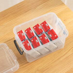 Cetomo Plastic Storage Bin Tote Organizing Container with Lid and Secure Latching Buckles, Clear, 3.2Qt x 12, Pack of 12